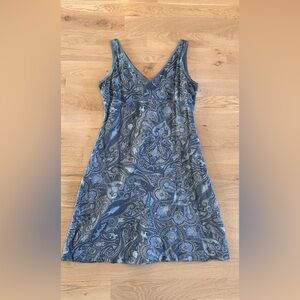 Old navy vintage sleeveless vneck blue gray paisley dress size 12